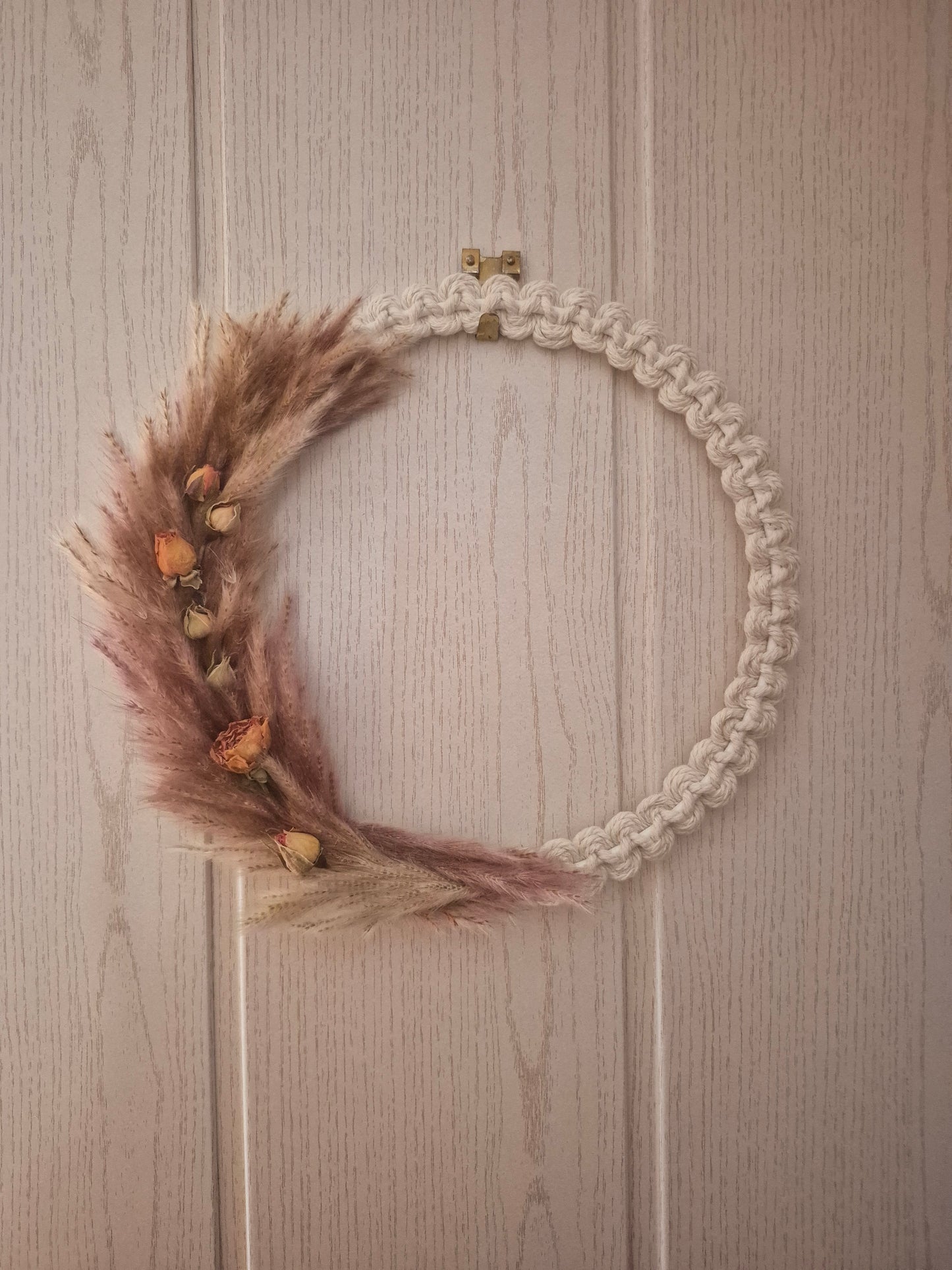 Makramee Trockenblumen Kranz mit Rosen