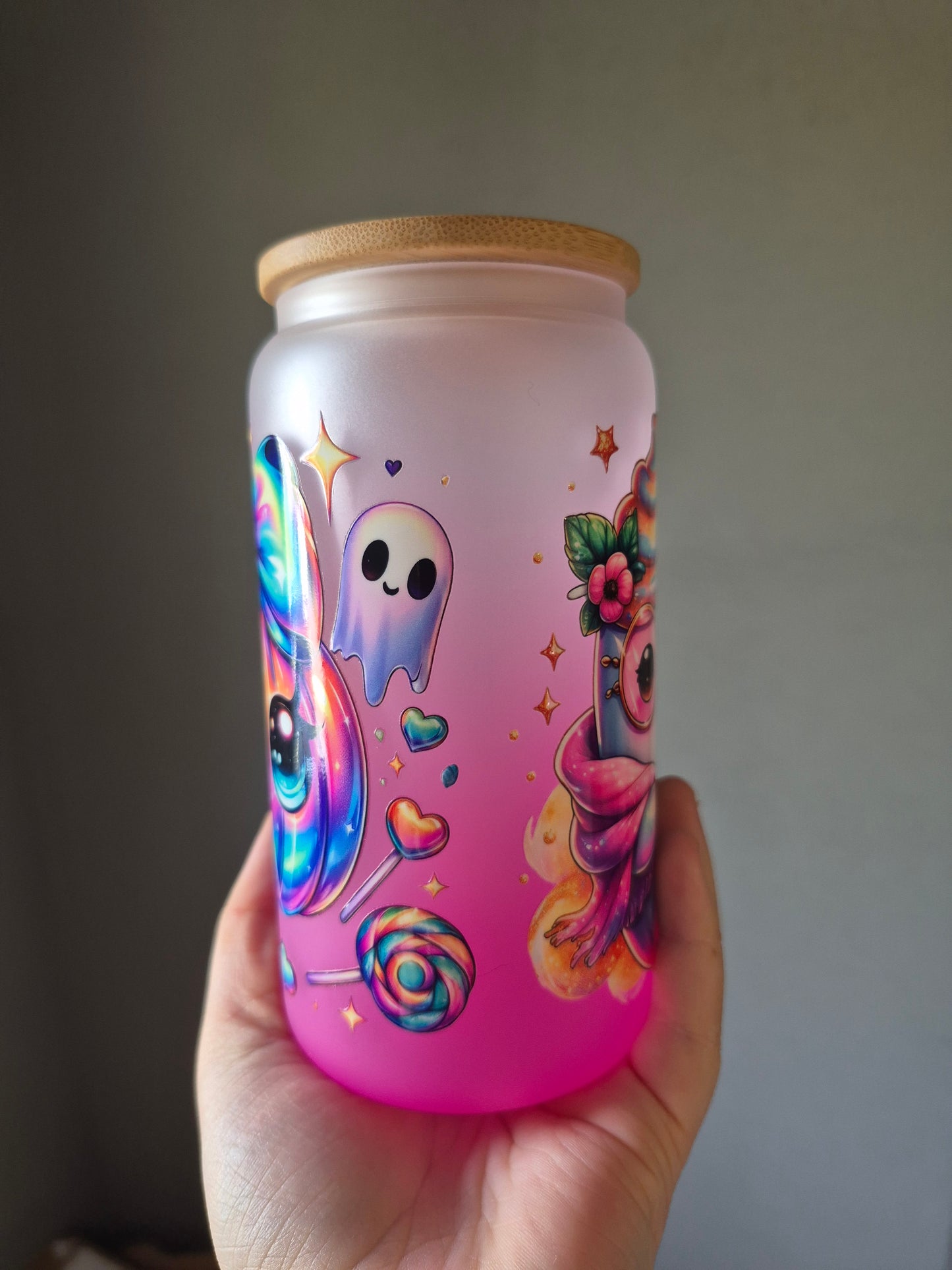 Trinkglas mit Geistern, Kürbis und süßes 🍬🍭