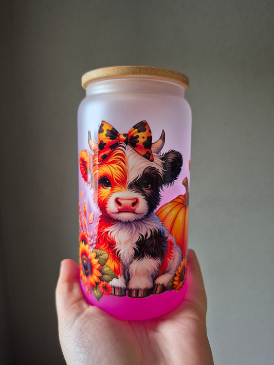 Trinkglas herbstlich mit süßer Kuh ✨️