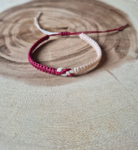 Yin und Yang Armband in weinrot/beige